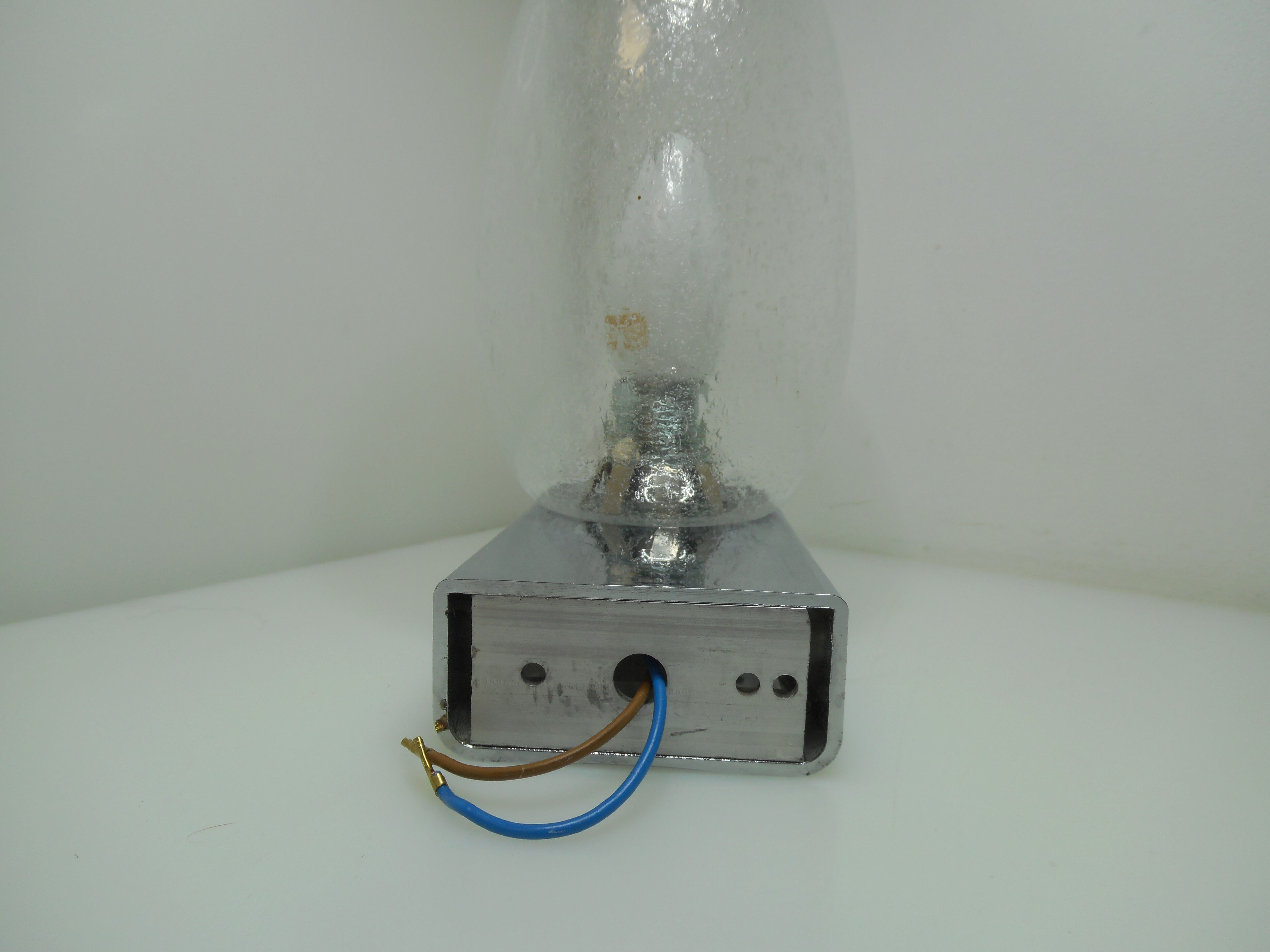 Vintage chrome and bubble glass wall lamp