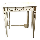 Petite table en bois à patine or et blanc cassé, XIX ème