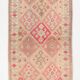 Vintage Runner Kilim, Tons Rose et Beige, Motifs Anatoliens Géométriques