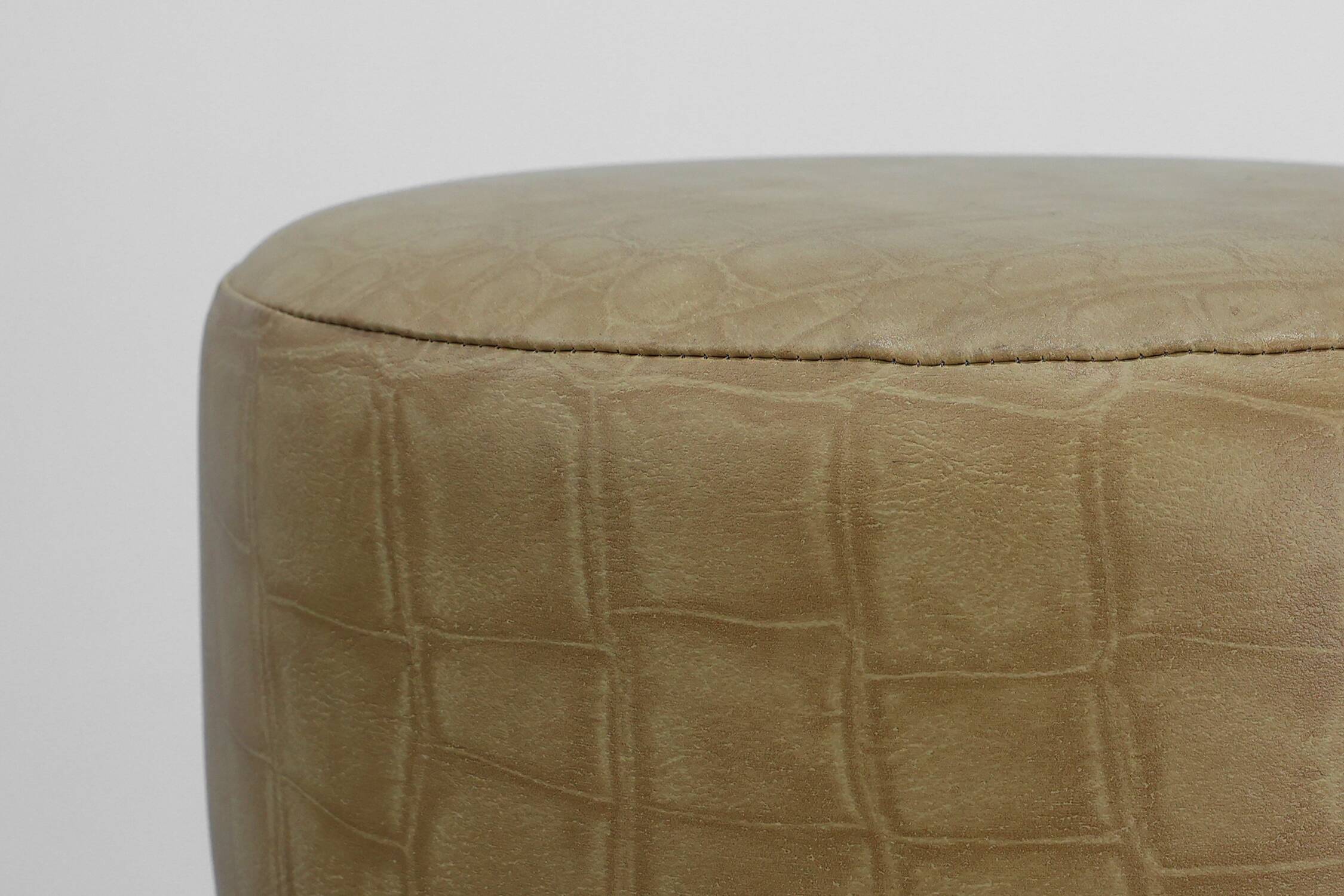 Vintage French Stool in Faux Leather and Wood, 1960