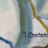 Huile sur toile signe caulant a identifier nature morte aux fleurs