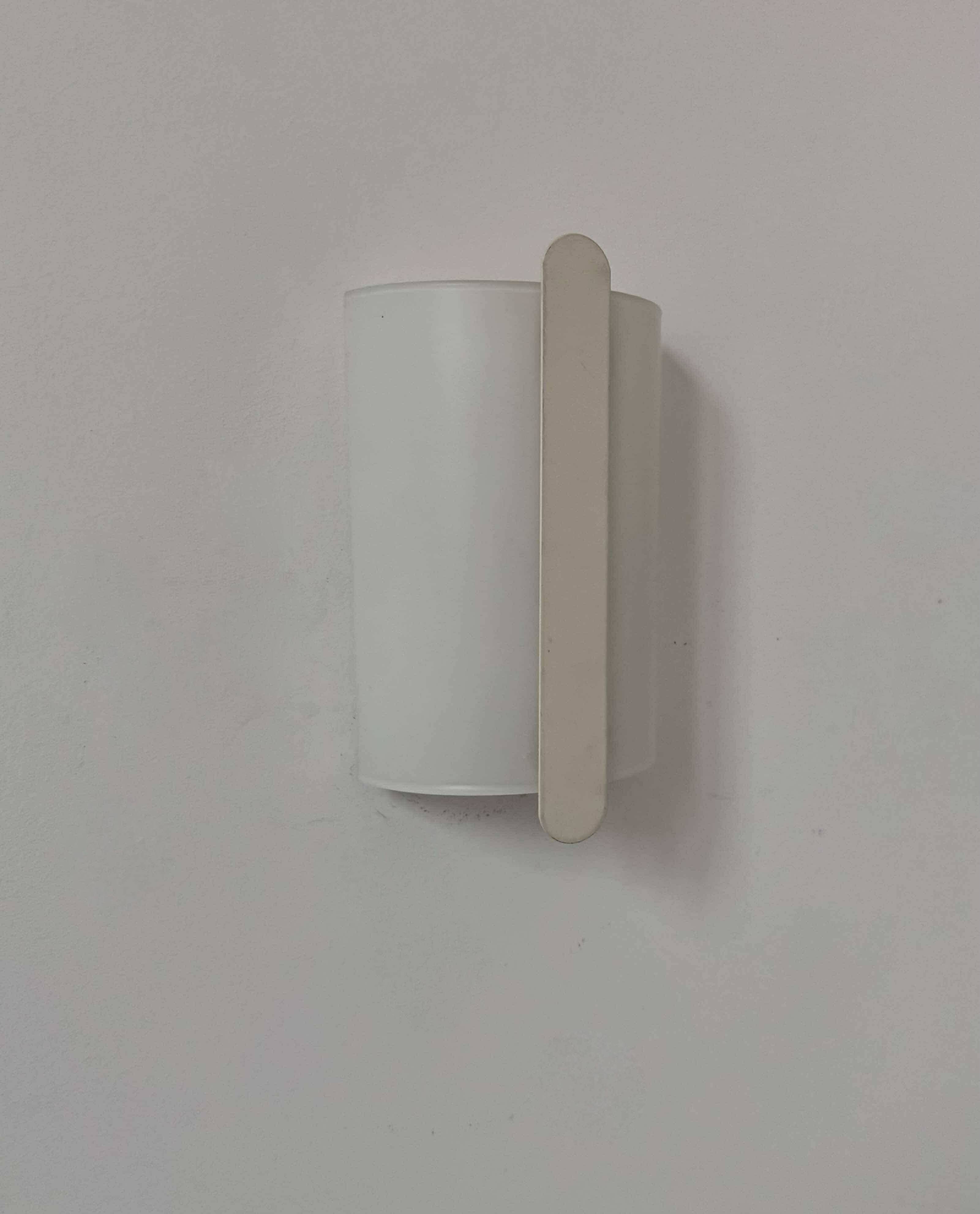 Vintage opaline glass wall light, Delmas France 1970