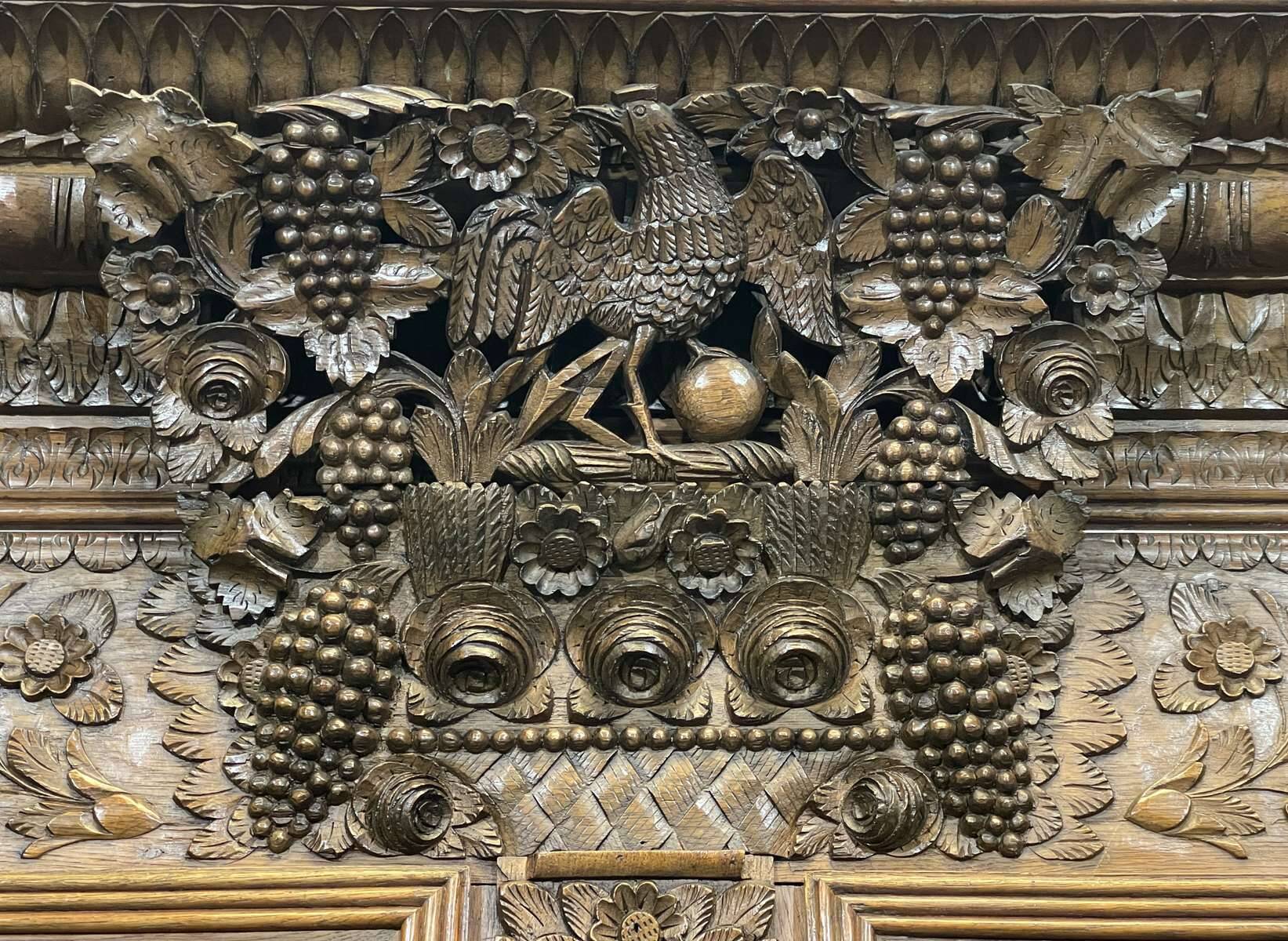 19th-century Norman wedding armoire in blonde oak.