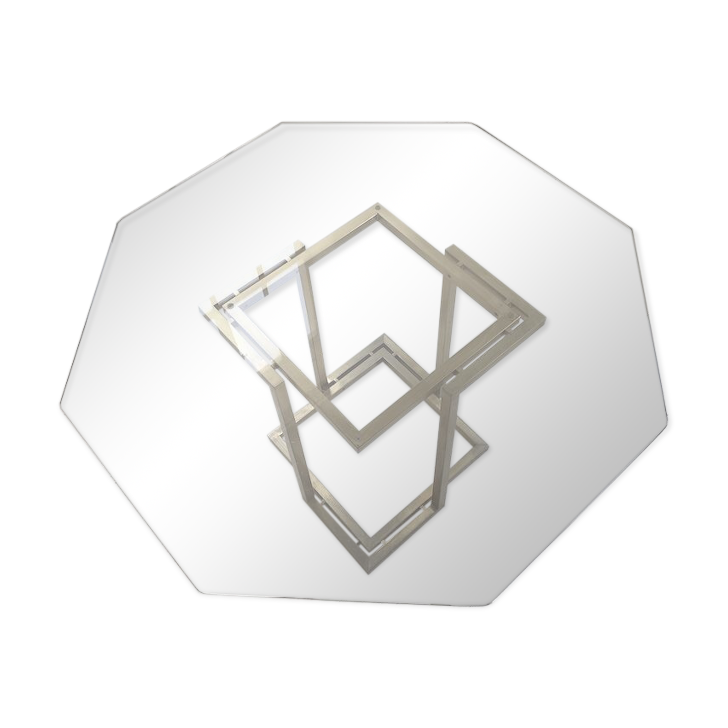 Octagonal table Italy 70 glass and brass