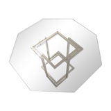 Octagonal table Italy 70 glass and brass