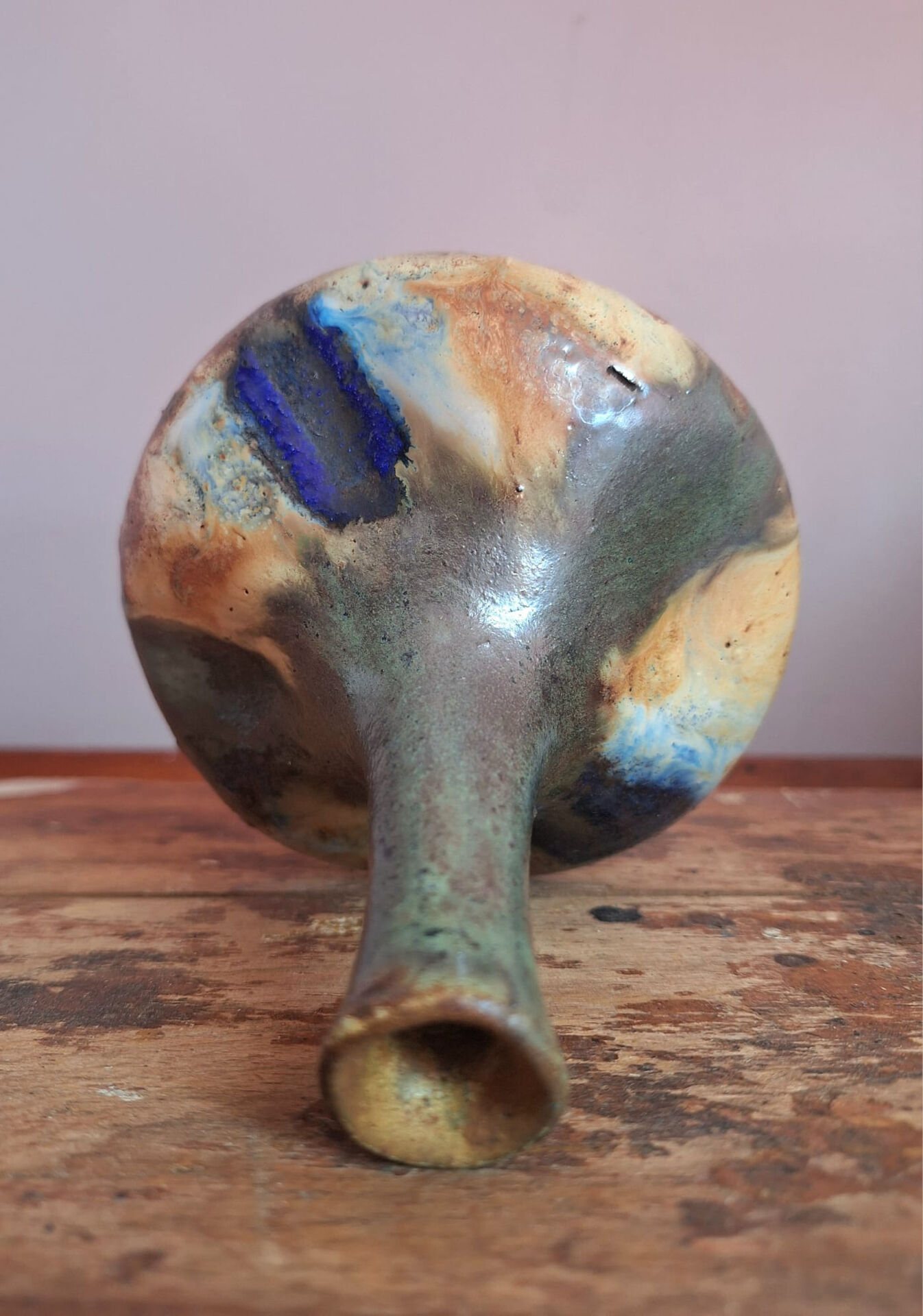 Single-flower vase in stoneware signed Edgard Aubry, Art Deco ceramic work.