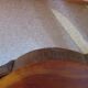 Tripod coffee table - solid okoumé wood - organic shape - brutalist style