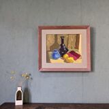 Mid-Century Modern Swedish "Lemons & Pots" Vintage Still Life Oil Painting, 1949