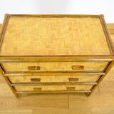 Bamboo & rattan chest of drawers vintage 1970