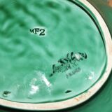 Duo dish dish in Sarreguemines cabbage leaf slip