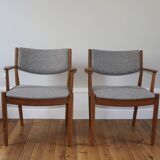 Pair of vintage Scandinavian Poul Volther J72 oak armchairs, 1960s
