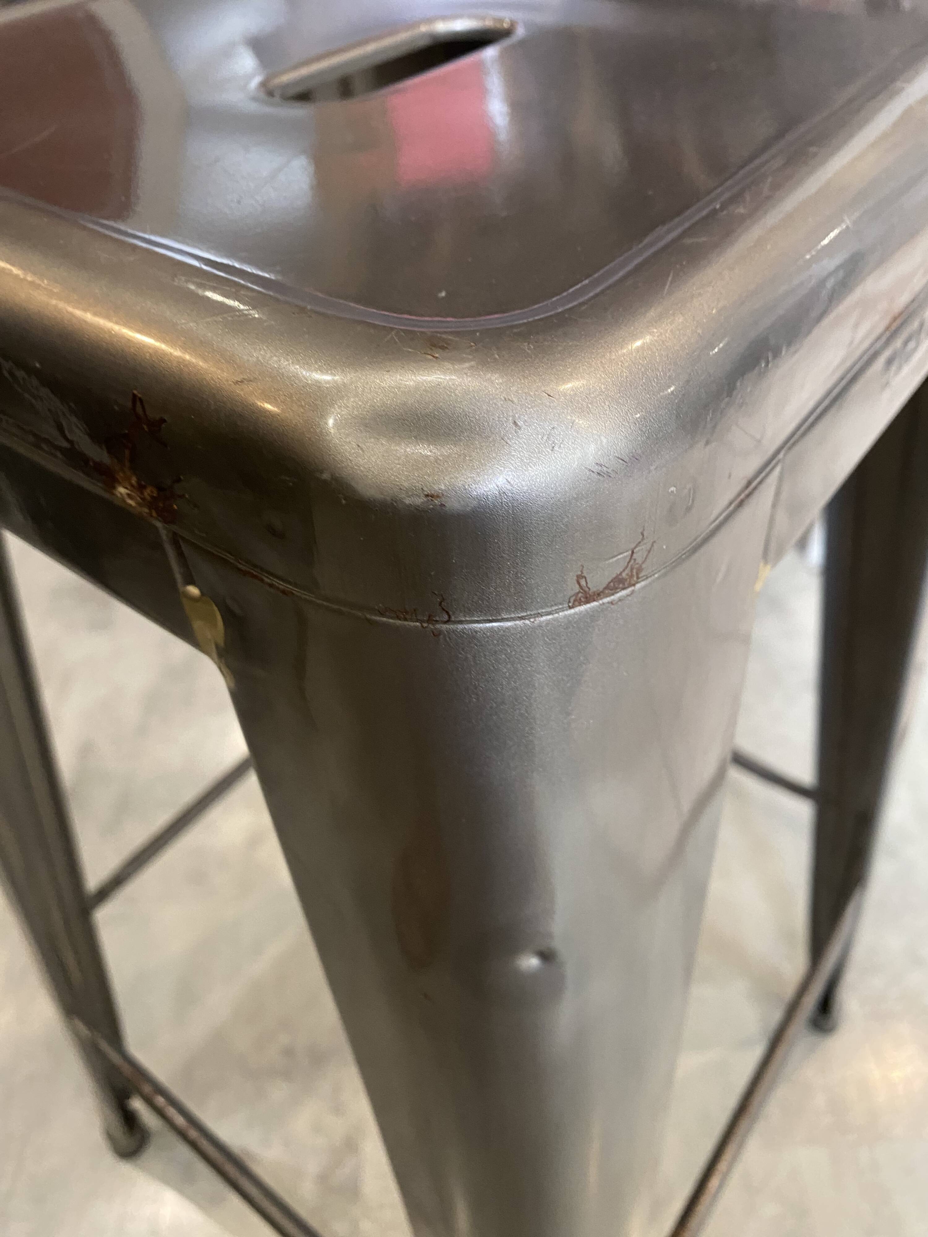Genuine TOLIX H75 industrial high bar stool, stackable, varnished metal.