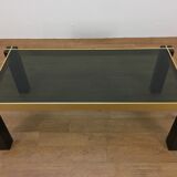 Table basse italienne années 70 noir et doré