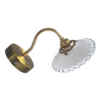 Wall lamp in gilded brass and mini opaline 1930
