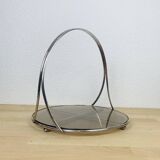 Silver metal and smoked glass tray