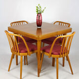 Square oak veneered folding table from Jitona, 1960