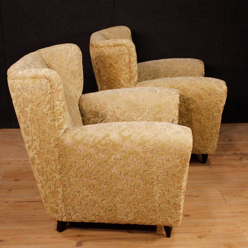 Pair of design armchairs in velvet from the 50s