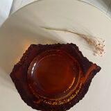 Ashtray in amber bubbled glass
