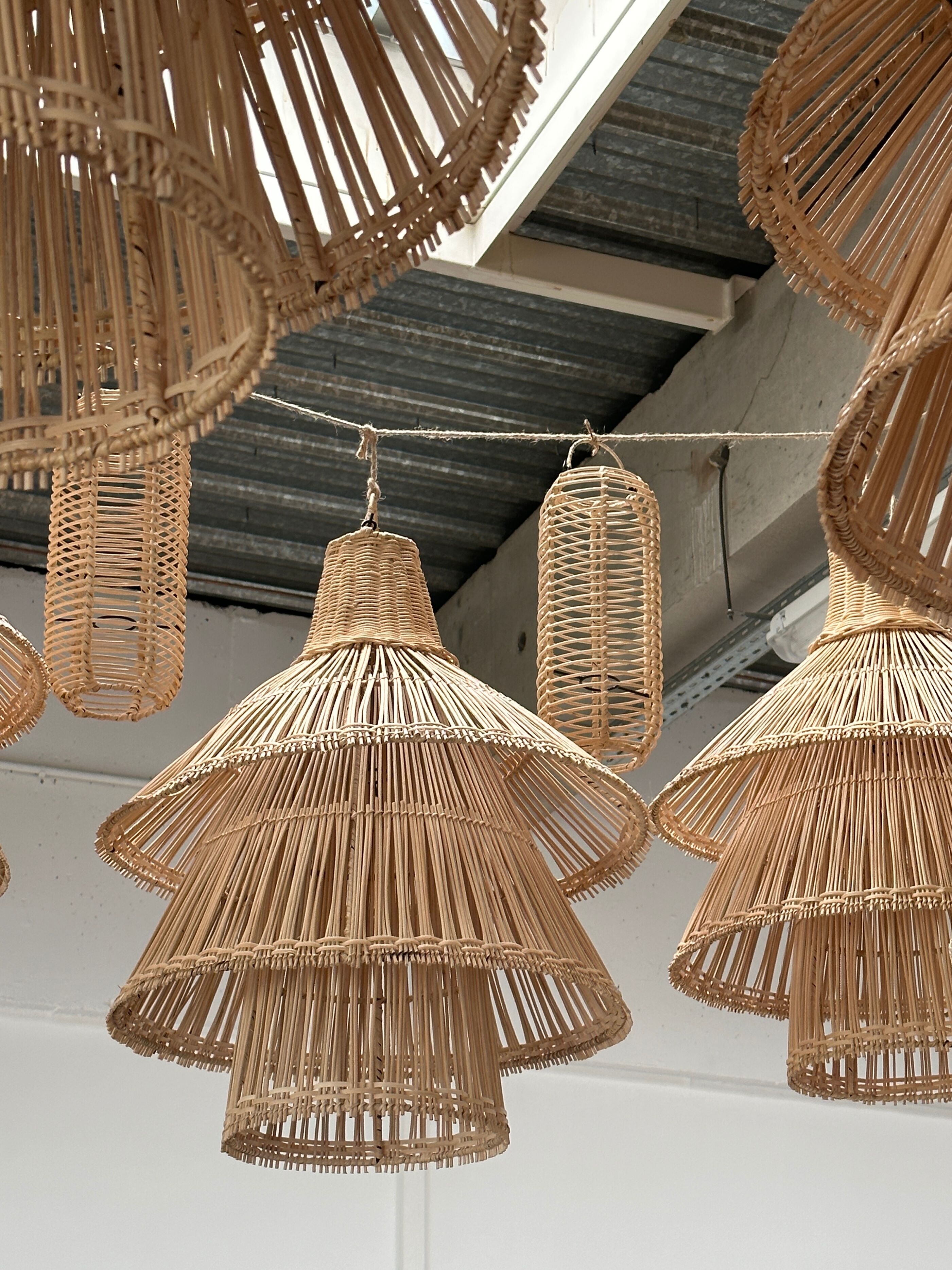 Rattan pendant lamp or light in the shape of an Asian lantern