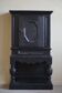 Antique black painted wardrobe from the 18th century by a Danish cabinetmaker, baroque.