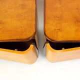 Pair Of Art Deco Bedside Tables, Walnut Veneer, Czechoslovakia, 1940s