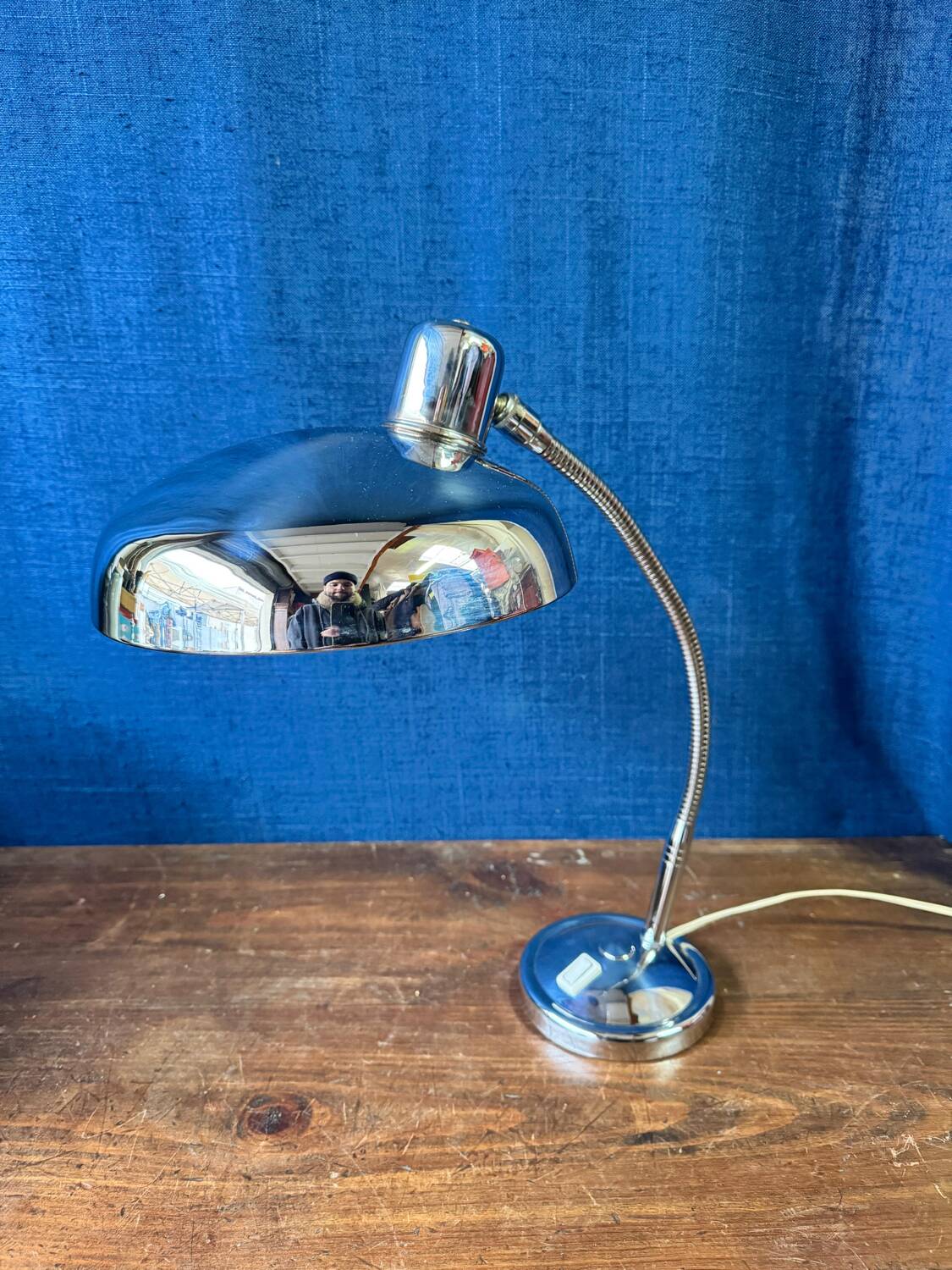 Vintage chrome desk lamp by Giovanni Michelucci for Lariolux