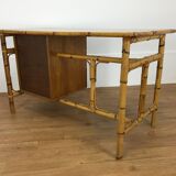 Rattan desk 1970 jungle chic style