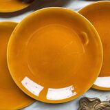 6 Vintage Longchamp amber earthenware plates, France 1970