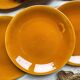 6 Vintage Longchamp amber earthenware plates, France 1970