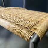 Chaises de salle à manger vintage en osier et chrome, années 1980