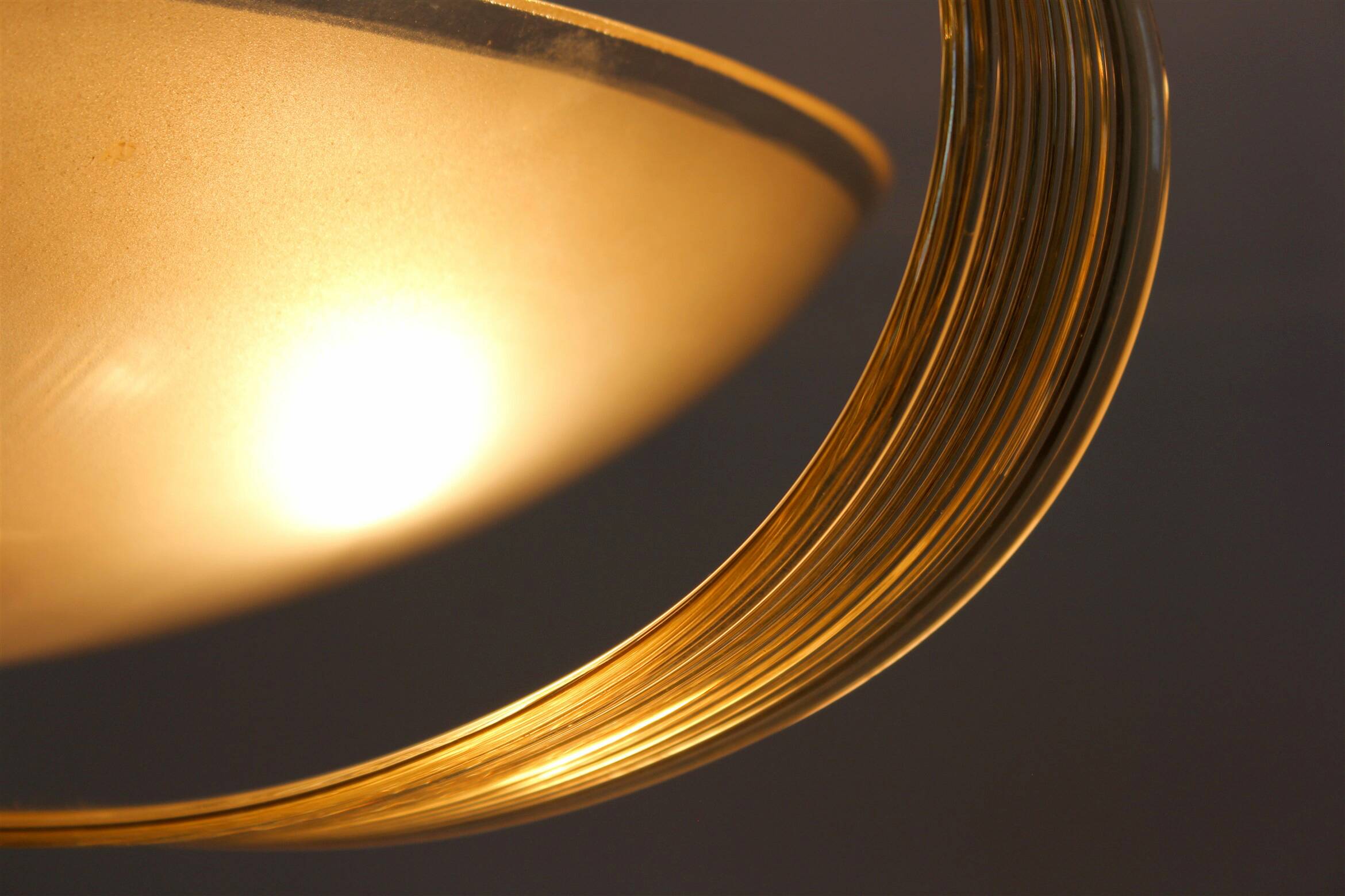 Brass and Curved Glass Ceiling Light from ESC Zukov, 1940s
