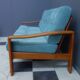 Teak and Green fabric Danish 3 seat sofa 1960s