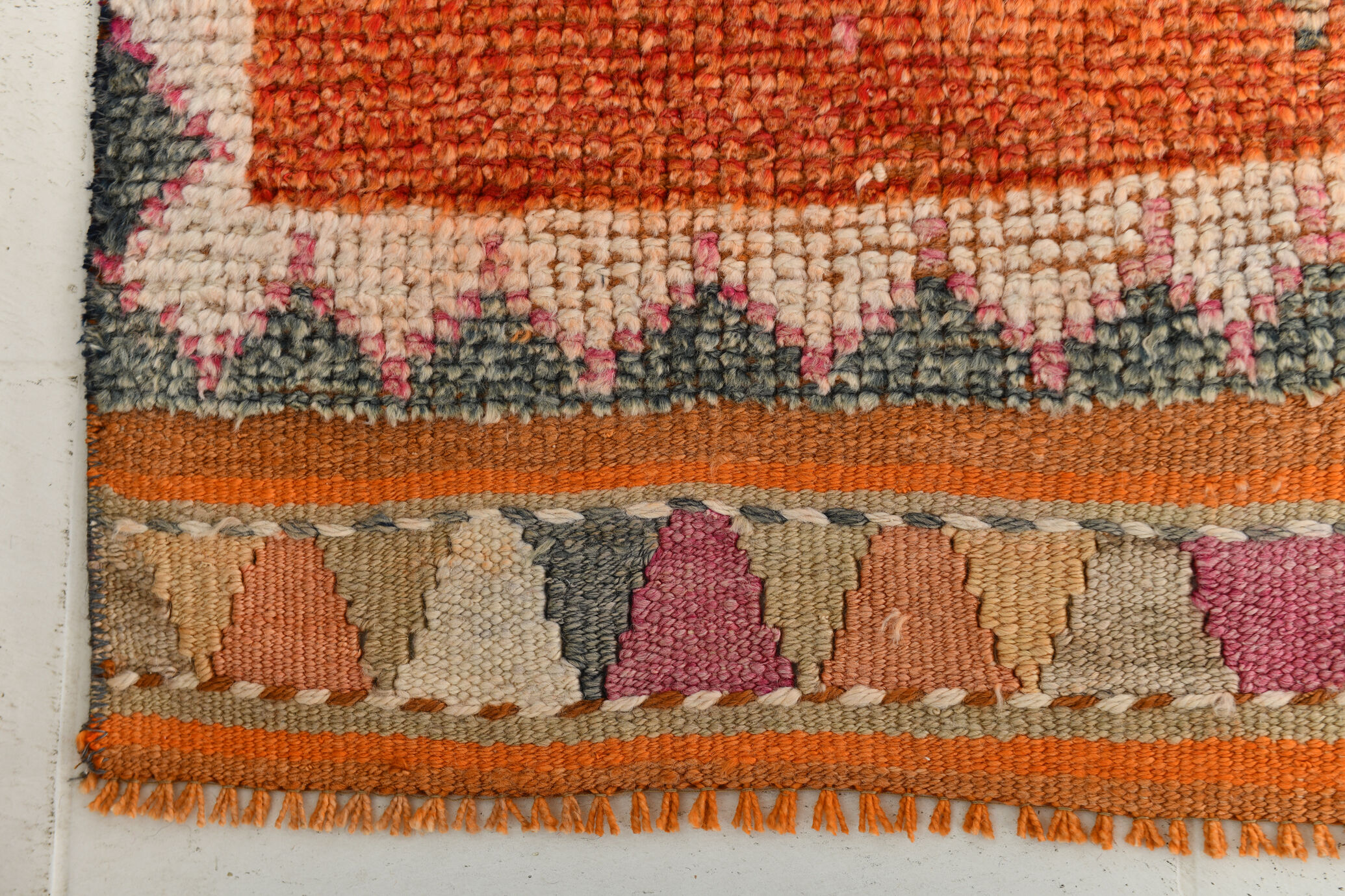 3x11 Peach Orange Handmade Wool Runner Rug, 95x337Cm