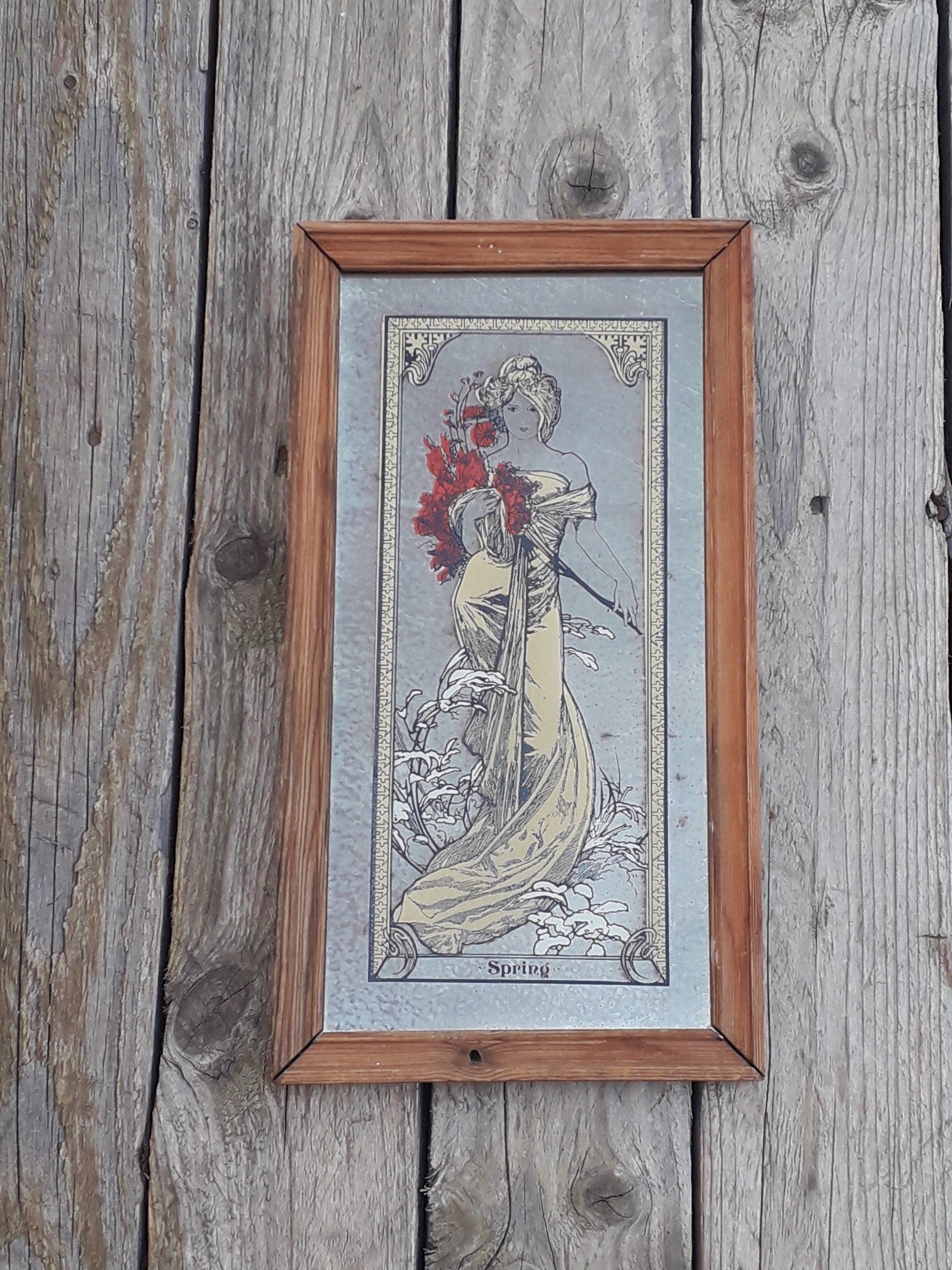 Alphonse Mucha painting mirror illustrated 1960