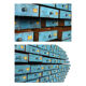 Pastourel wooden craft cabinet with 96 drawers and blue patina