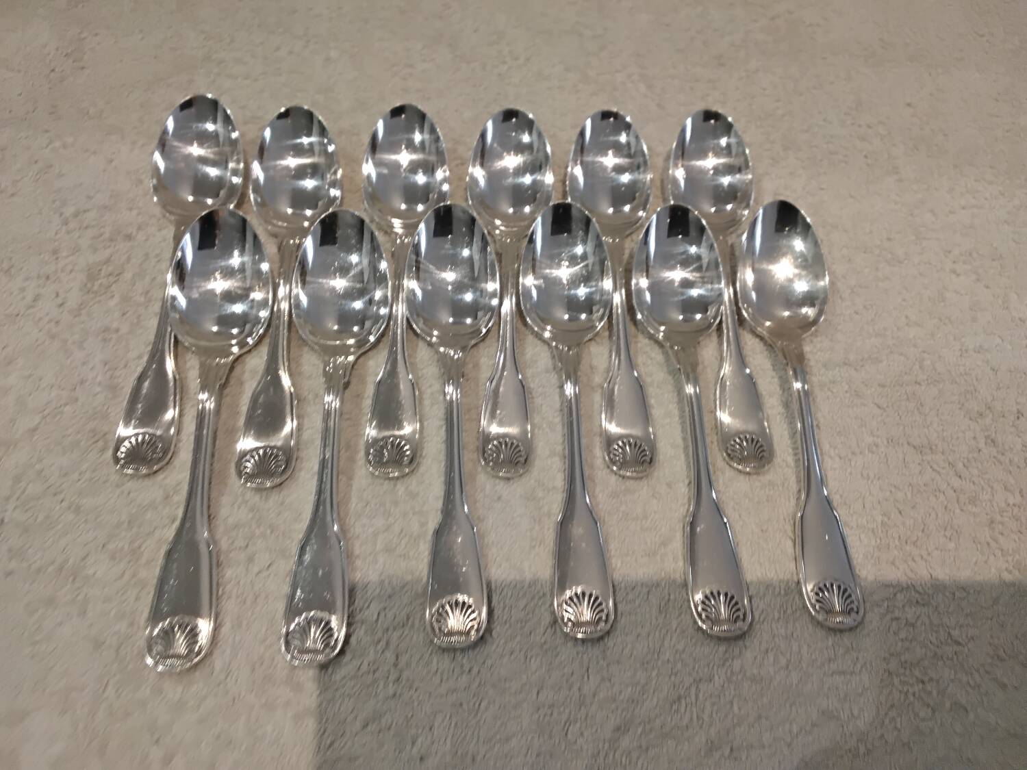 12 silver-plated coffee spoons, Christofle Vendome, 13.6 cm