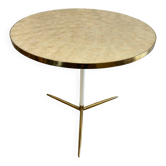 Table d'appoint en coquillage Capiz avec base en laiton par Vereinigte Werkstätten Munich, Allemagne, années 1960