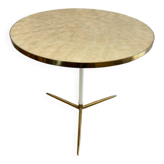 Capiz shell side table with a brass base by Vereinigte Werkstätten Munich, Germany, 1960s.