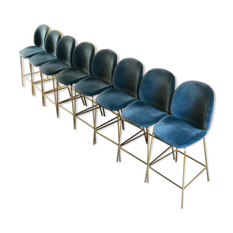 High chairs Beetle Gubi blue velvet