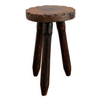 Brutalist style wooden stool
