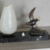 Table lamp figurine birds in marble art deco