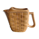 Rectangular ochre pitcher imitation wicker / vintage 60s-70s