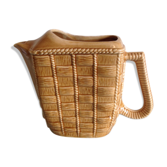 Rectangular ochre pitcher imitation wicker / vintage 60s-70s