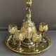 Amber crystal enamel and gilded liquor service