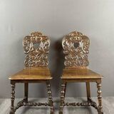 Paire de chaises en bois sculpté, fin XIXe siècle