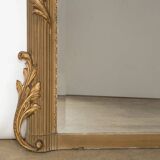 19th C antique French Louis XVI mirror with leave crest