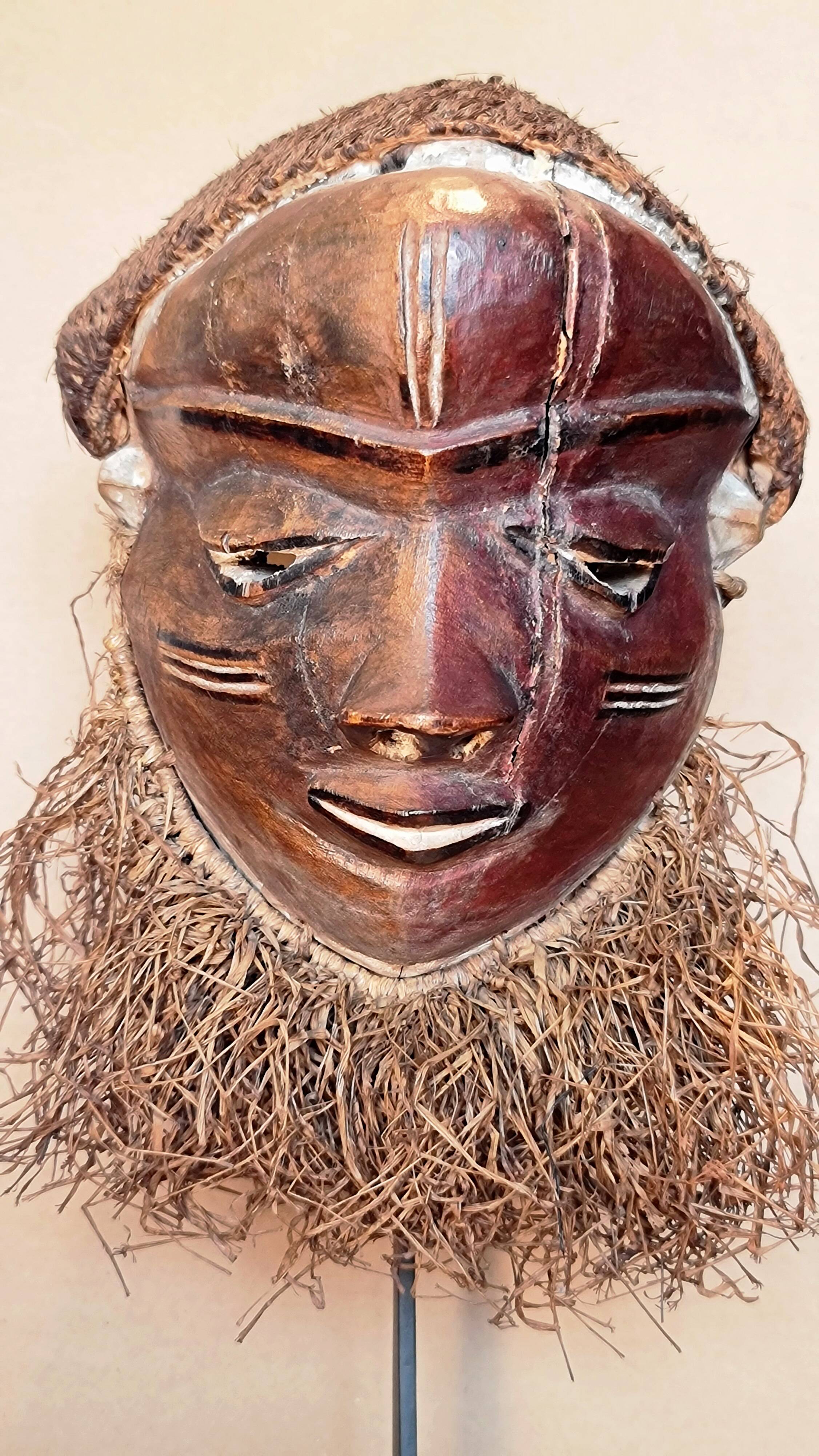 “mbuya” mask, pende, democratic republic of congo. wood, pigments,