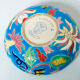 Large round box turquoise blue Art Deco Emaux de Longwy 1950
