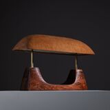 Lampe de bureau de direction rare en bois massif