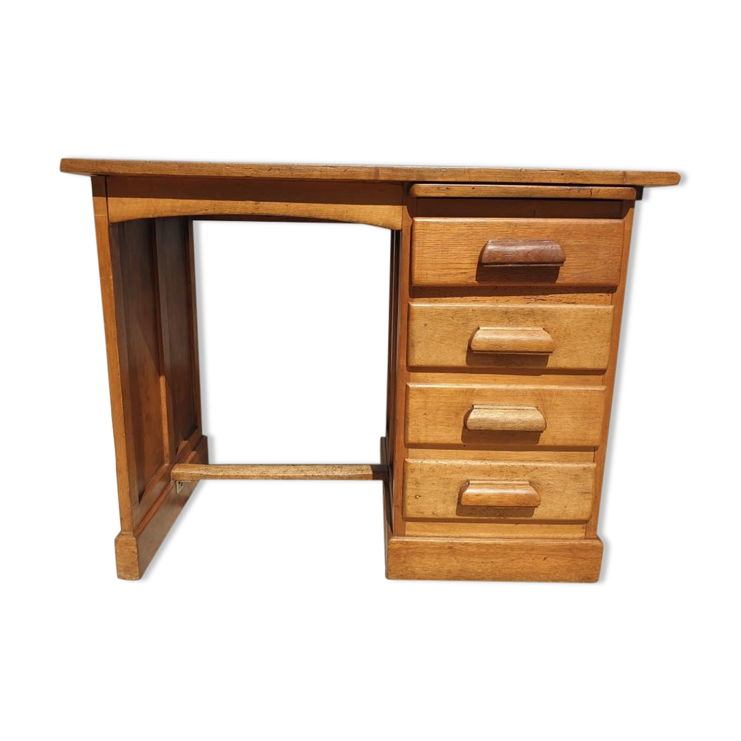 Children's desk zazou 1940 oak and elm with glass slab